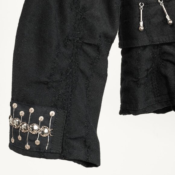 Caty Lesca Black Textured Wool & Cotton Metal-Accent Jacket - Picture 7 of 12